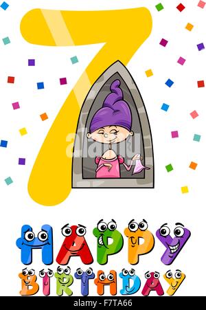seventh birthday cartoon design Stock Vector