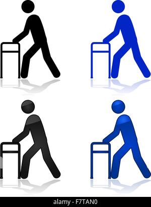 Man with walking aid Stock Vector