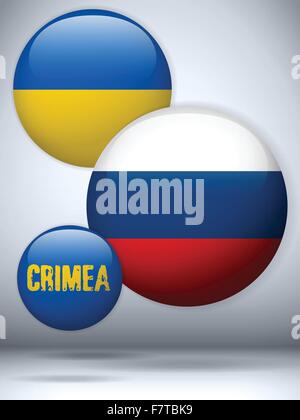 Ukraine and Russia conflict for Crimea Icon Stock Vector