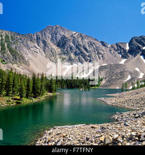 tamarack lake below warren peak in the anaconda-pintler wilderness, montana Stock Photo