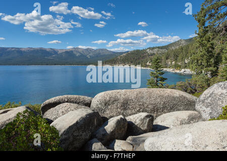 Boulders at the shore of Lake Tahoe near Incline Village, Nevada Stock Photo