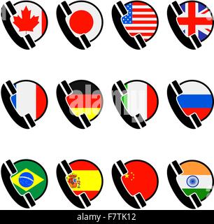 Country phone icons Stock Vector