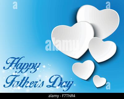 Happy Fathers Day Blue Heart Background Stock Vector