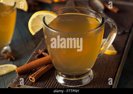 Warm Hot Toddy with Lemon Bourbon and Spices Stock Photo