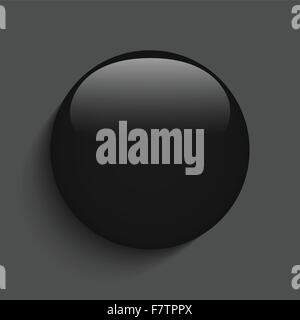 Black Glass Circle Button on White Background Stock Vector