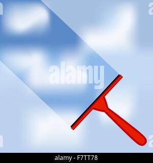 Window cleaning background with blue sky and white clouds. Contains a gradient mesh. Stock Vector