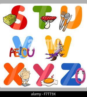 Education Cartoon Alphabet Letters for Kids Stock Vector