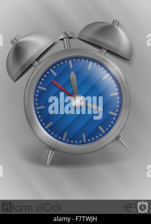 Metal Classic Style Alarm Clock. Stock Vector