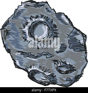 Vector illustration of stone asteroid meteor floating in space Stock ...