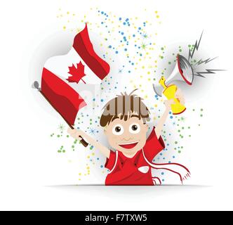 Canada Soccer Fan Flag Cartoon Stock Vector