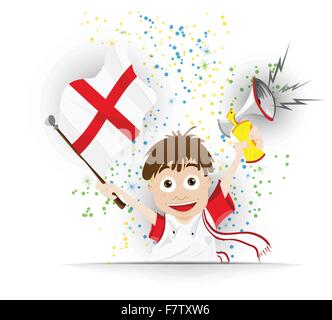 England Soccer Fan Flag Cartoon Stock Vector