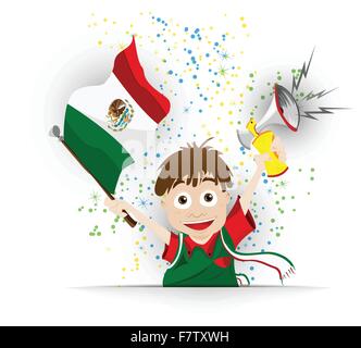 Mexico Soccer Fan Flag Cartoon Stock Vector