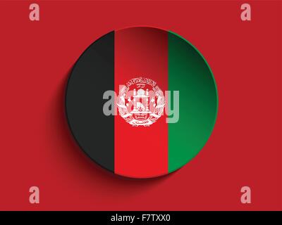 Afghanistan Flag Paper Circle Shadow Button Stock Vector