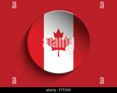 Flag Paper Circle Shadow Button Canada Stock Vector