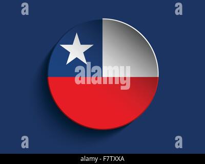 Flag Paper Circle Shadow Button Chile Stock Vector