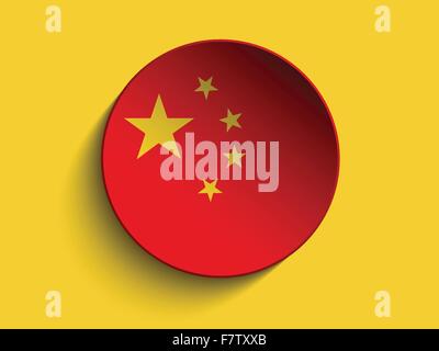 Flag Paper Circle Shadow Button China Stock Vector