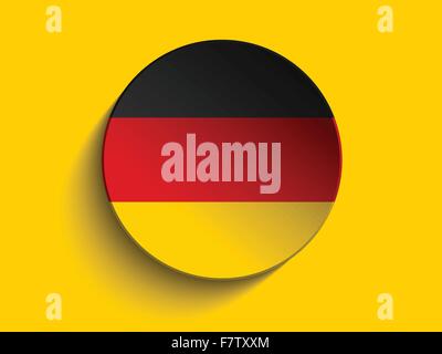Flag Paper Circle Shadow Button Germany Stock Vector