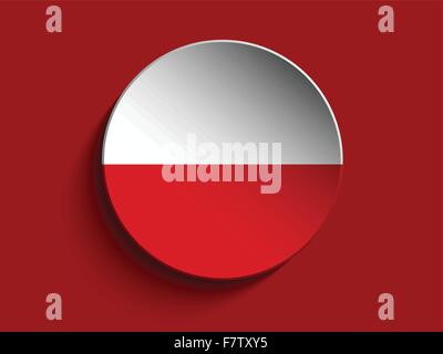 Flag Paper Circle Shadow Button Poland Stock Vector