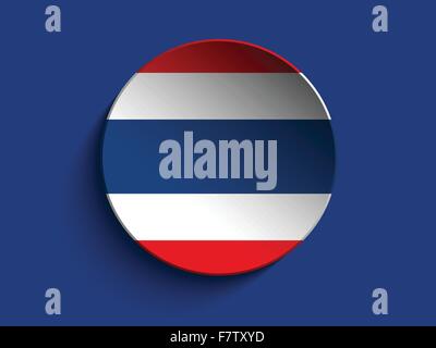 Flag Paper Circle Shadow Button Thailand Stock Vector