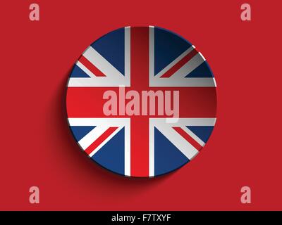 Flag Paper Circle Shadow Button Stock Vector