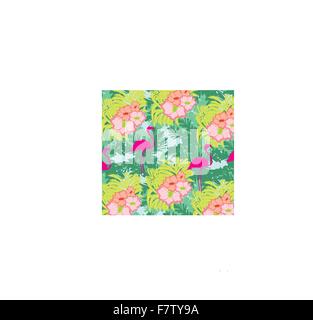 seamless flamingo bird pattern Stock Vector