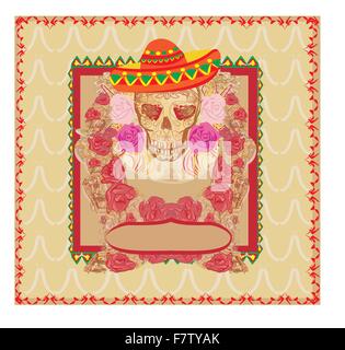 Skull and Flowers Day of The Dead Stock Vector