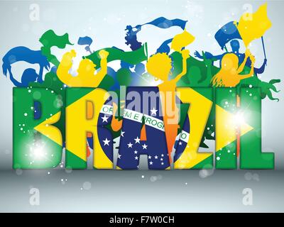 Brazil Sport Fan with Flag and Horn Stock Vector