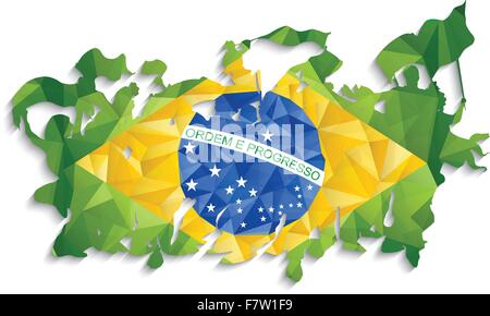 Brazil Sport Fan with Flag and Horn Stock Vector