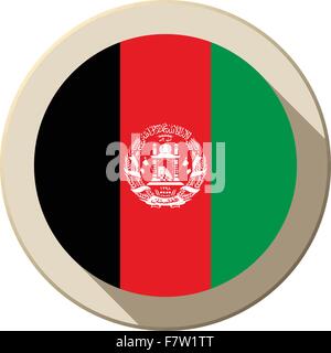 Afghanistan Flag Button Icon Modern Stock Vector