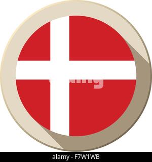 Denmark Flag Button Icon Modern Stock Vector