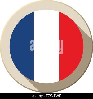 France Flag Button Icon Modern Stock Vector