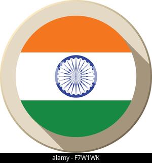 India Flag Button Icon Modern Stock Vector