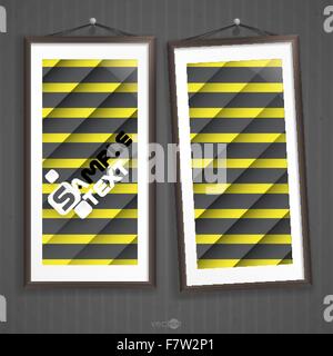 Two  Frames Of Picture On A Striped Old Wall Stock Vector