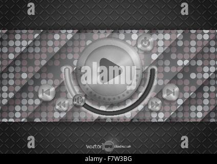 Abstract Technology App Icon With Music Button Stock Vector