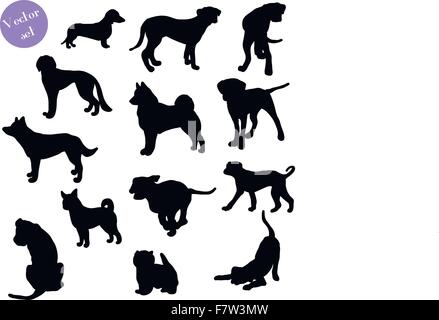 Set of dogs silhouette. Vector. Stock Vector