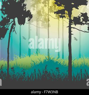 Vector illustration of green forest Stock Vector