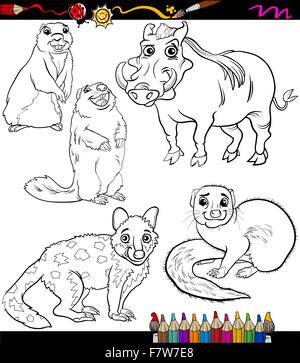 animals set cartoon coloring book Stock Vector