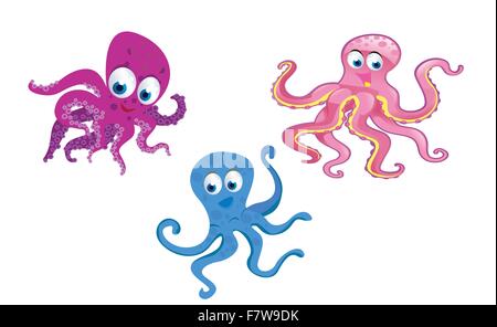 kinds of octopus cartoon Stock Vector