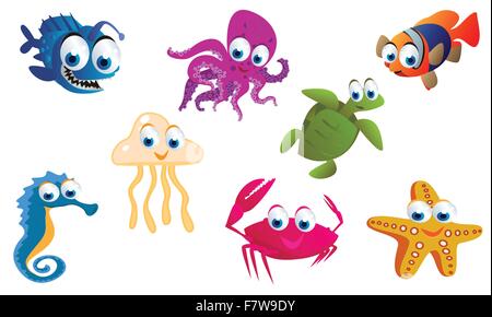 sea animal set Stock Vector