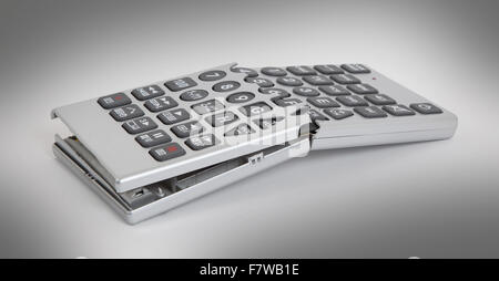 Broken old remote control tv, isolated on white background Stock Photo