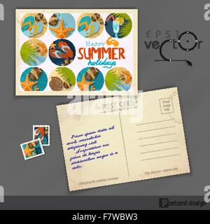 Old Postcard Design, Template Stock Vector