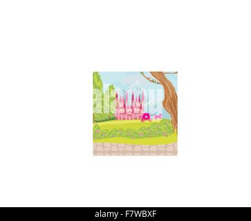 beautiful fairytale pink castle Stock Vector