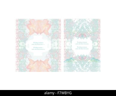 Wedding invitation cards with floral elements. Stock Vector