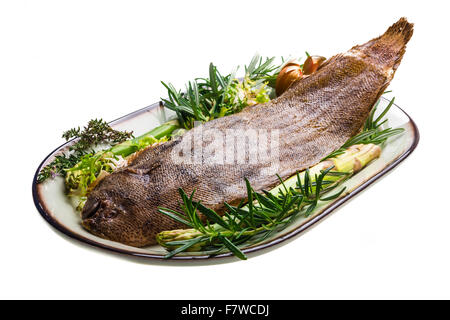 Fish Dover sole roasted Stock Photo