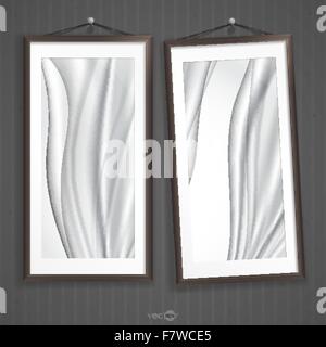 Two  Frames Of Picture On A Striped Old Wall Stock Vector
