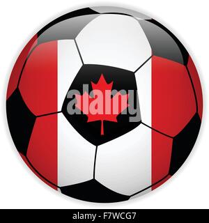 Canada Flag with Soccer Ball Background Stock Vector