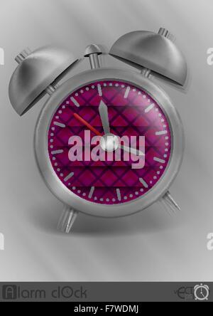 Metal Classic Style Alarm Clock. Stock Vector