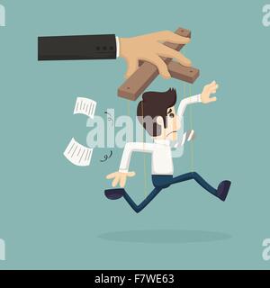 Businessman marionette on ropes controlled Stock Vector