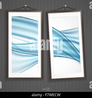 Two  Frames Of Picture On A Striped Old Wall Stock Vector