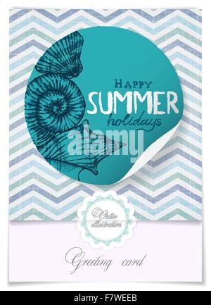 Blue vintage greeting card template with bow and ribbon. Vector wedding ...